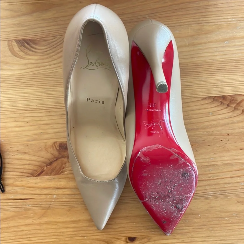 Christian Louboutin Red Bottom Beige Pumps size 38 - Picture 4 of 9